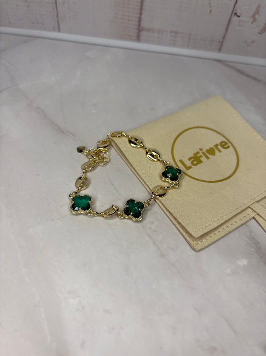 Green Crystal Clover Bracelet
