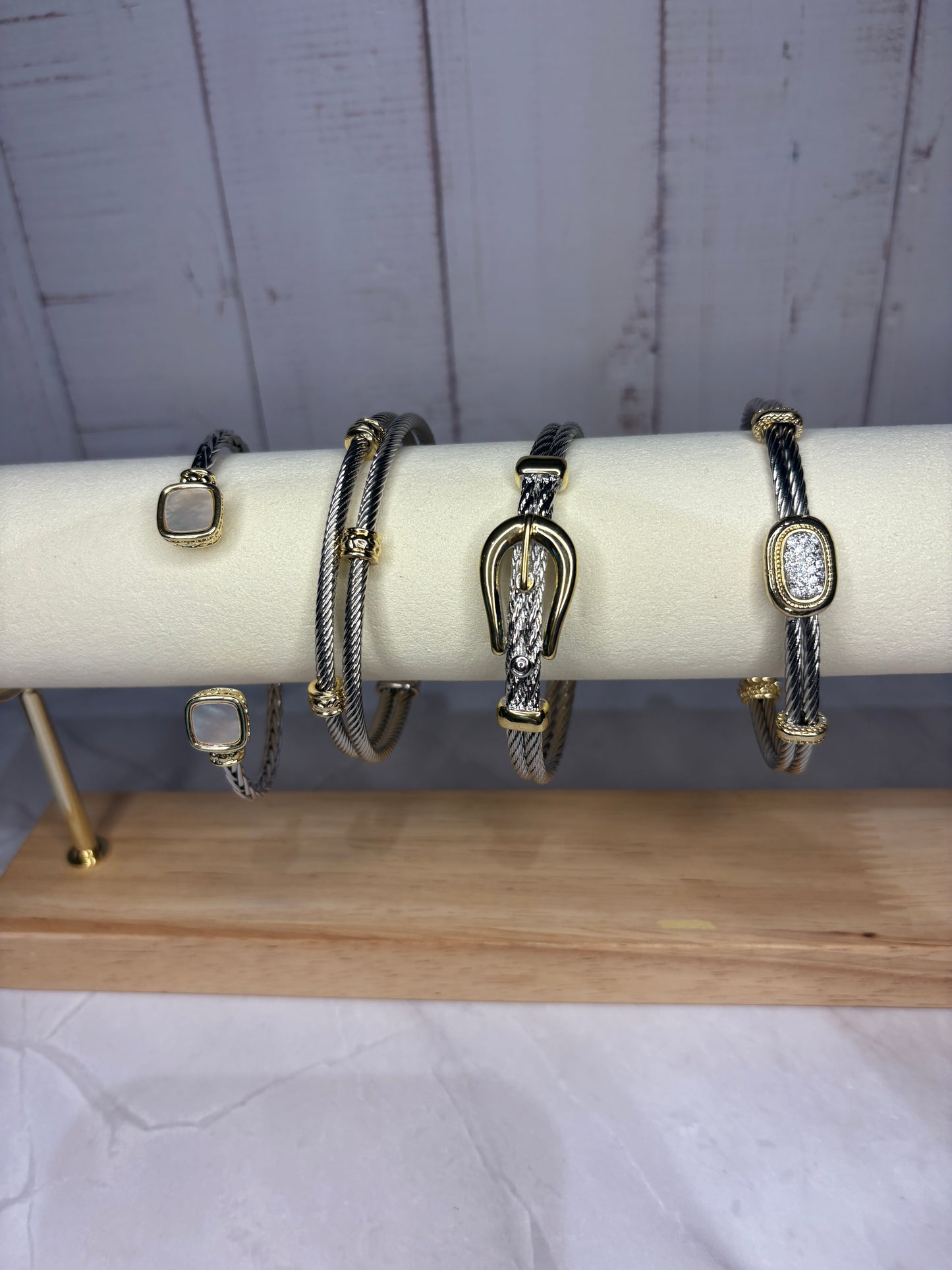 Celeste Crystal Two-Tone Bangle