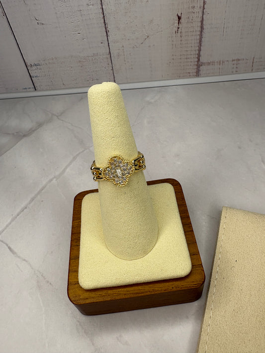 Golden Clover Sparkle Ring