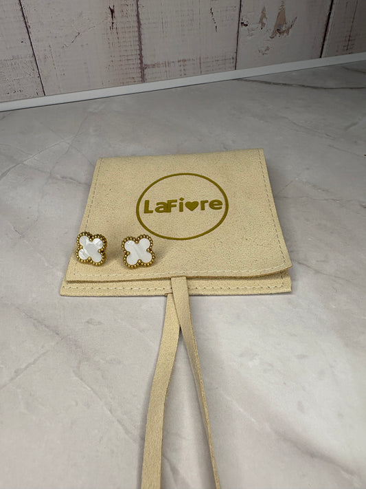 Gold Stud Clover Earrings