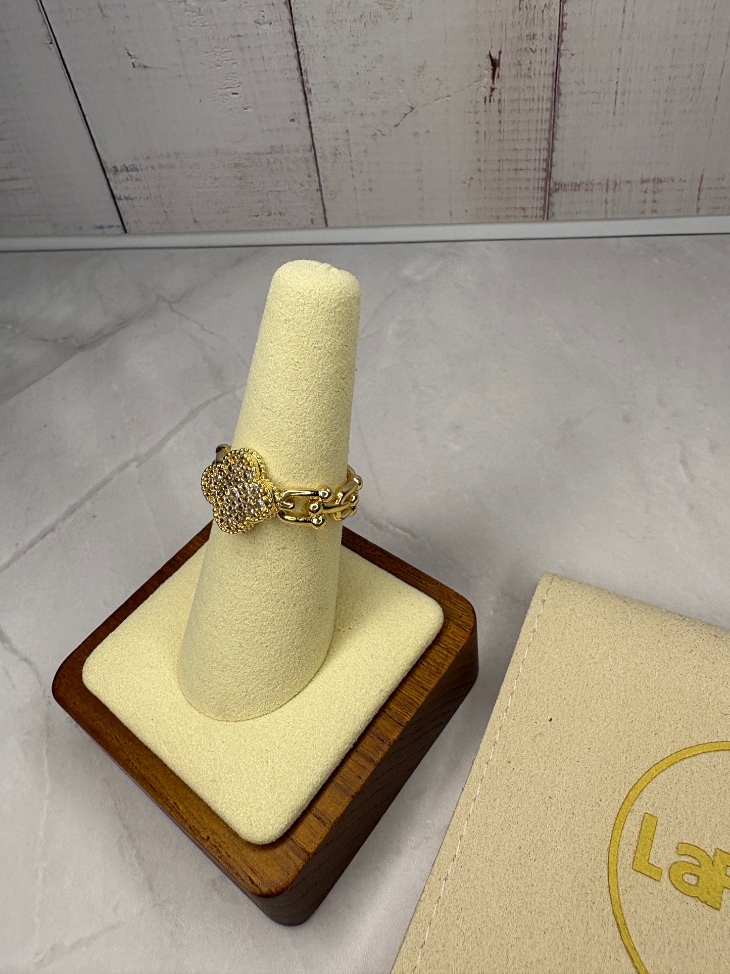 Golden Clover Sparkle Ring