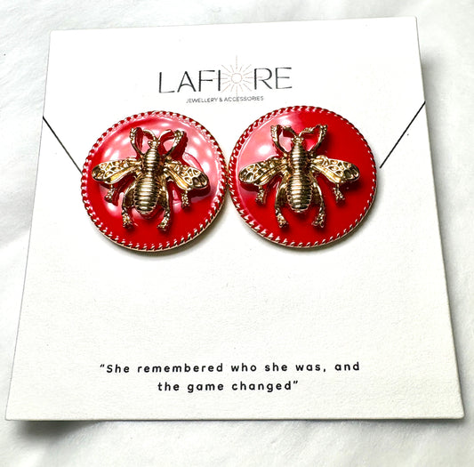 Red Bee Earrings