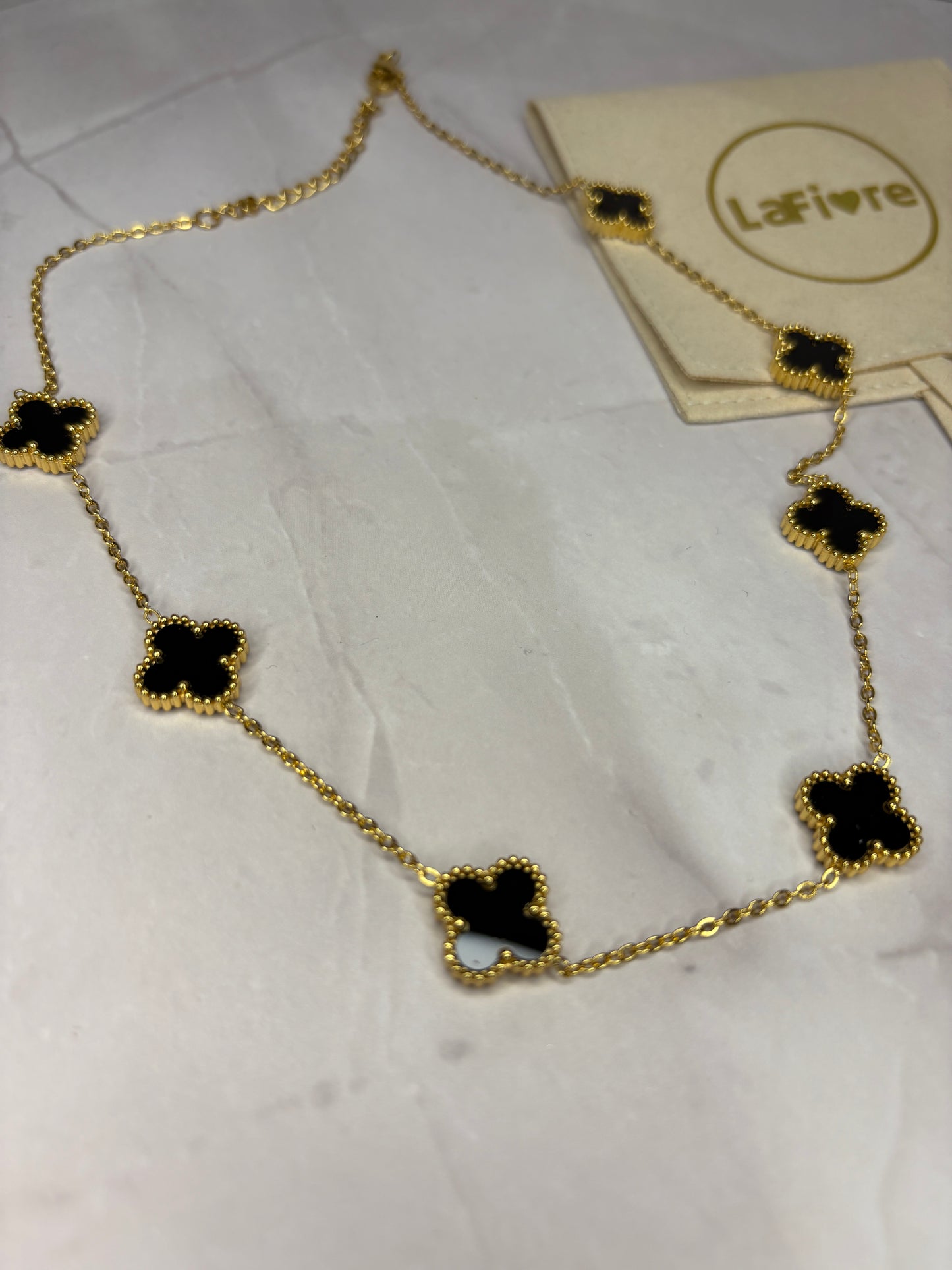 Gold Black Clover Necklace