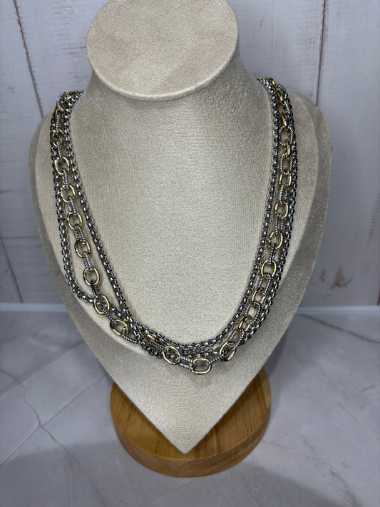 Two Tone Three Layer Necklace