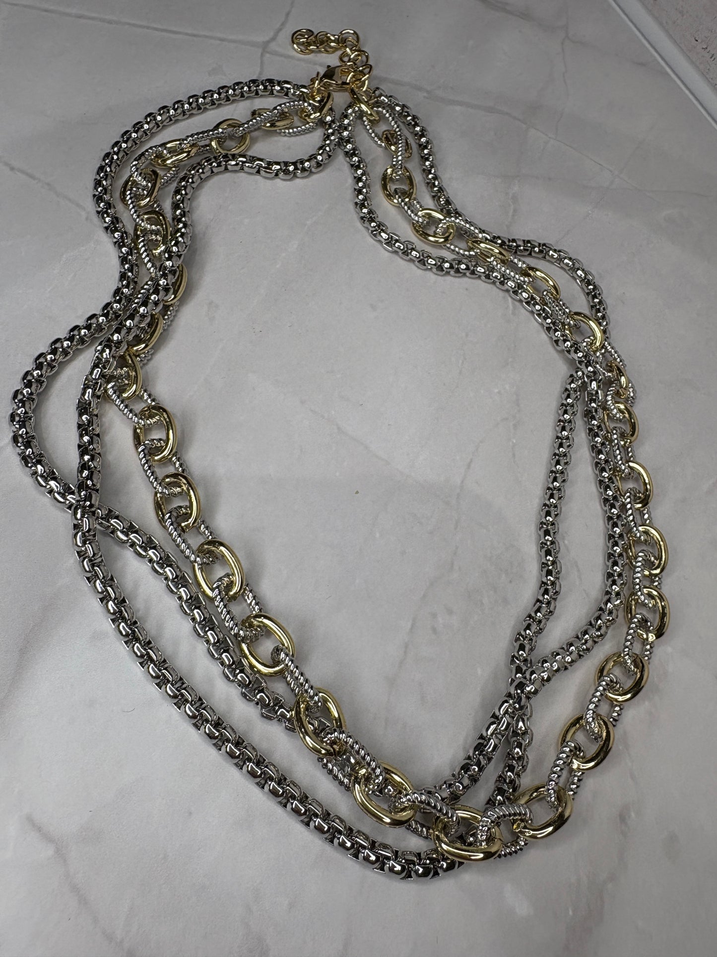 Two Tone Three Layer Necklace