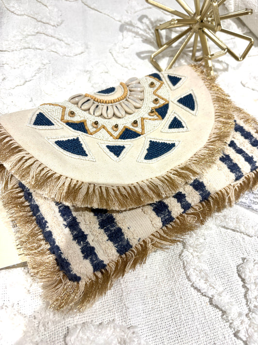 Ocean Blue Handmade Envelope Summer Clutch