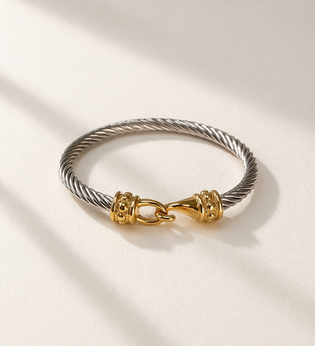 Rope Two Tone Cuff Bangle