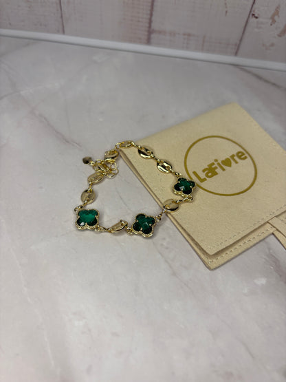 Green Crystal Clover Bracelet