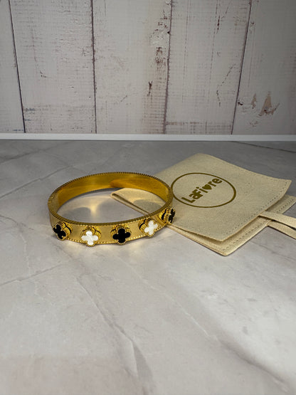 Black & White Clover Bangle