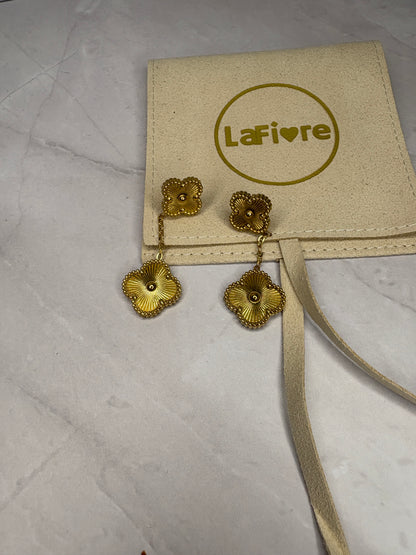 Gold Clover Drop Earrings