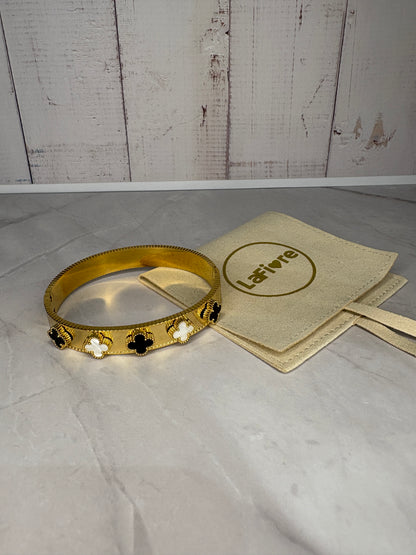 Black & White Clover Bangle