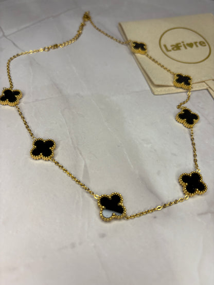 Gold Black Clover Necklace