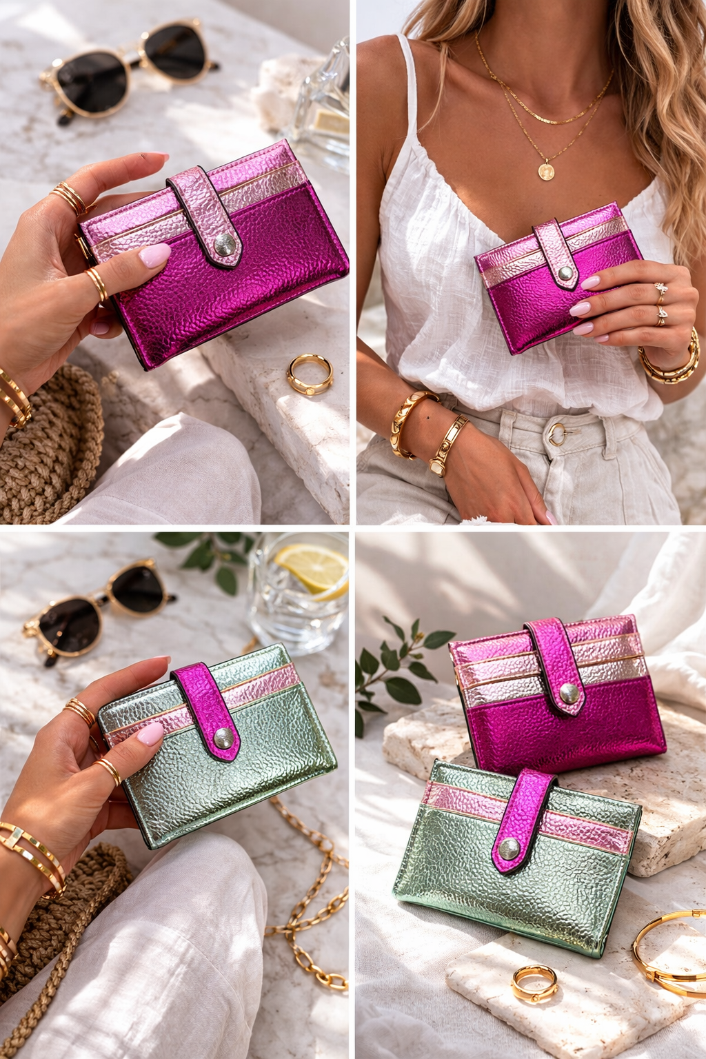 Metallic Bifold Small Wallet