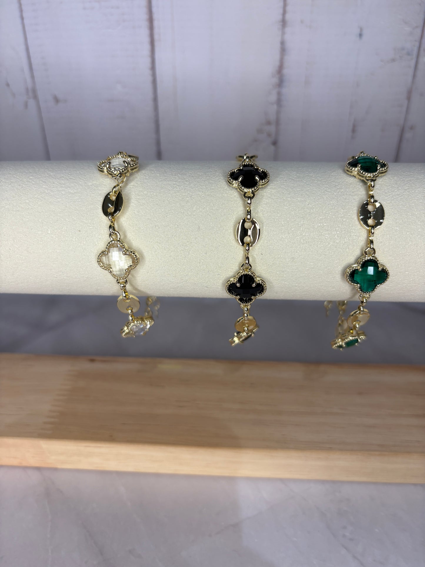Clear Crystal Clover Bracelet
