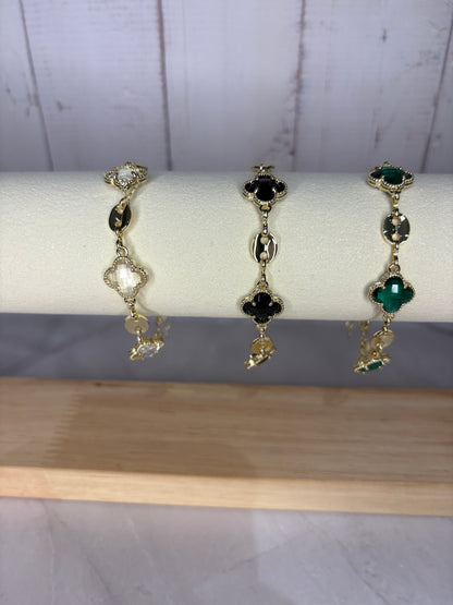 Green Crystal Clover Bracelet