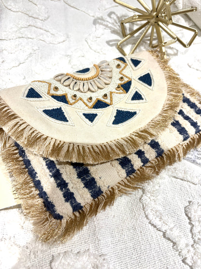 Ocean Blue Handmade Envelope Summer Clutch