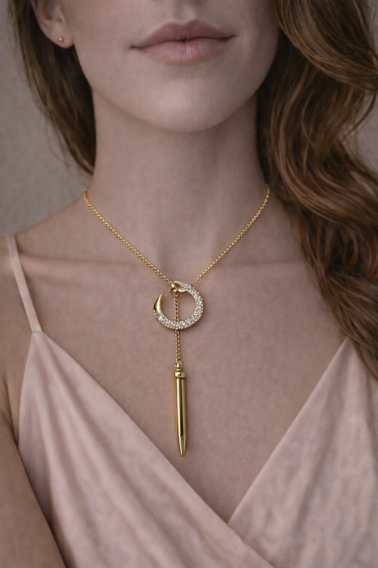 Gold Circle Bling Pendant Necklace