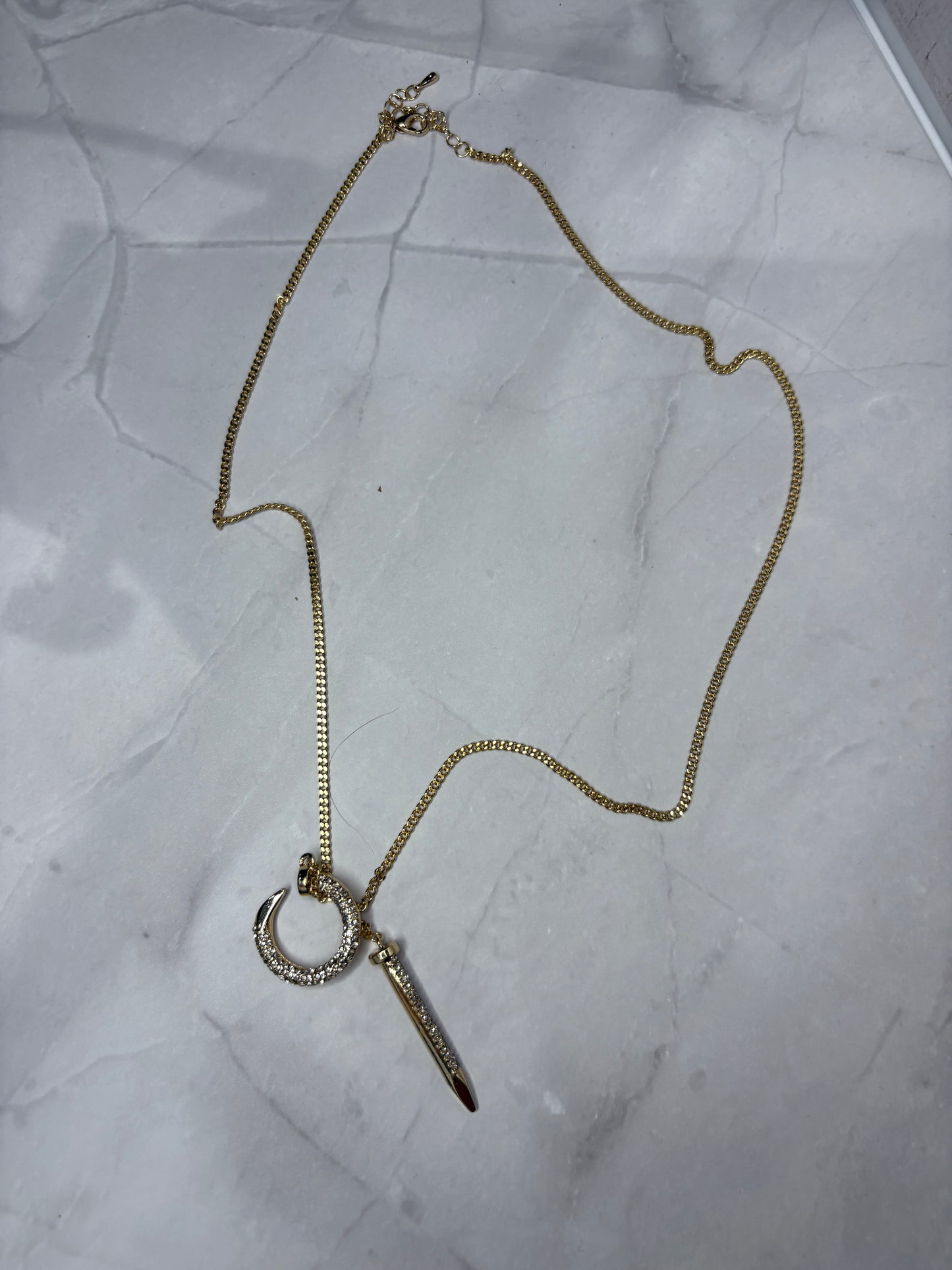 Gold Circle Bling Pendant Necklace