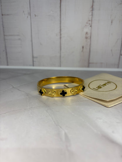 Gold & Black Clover Bangle
