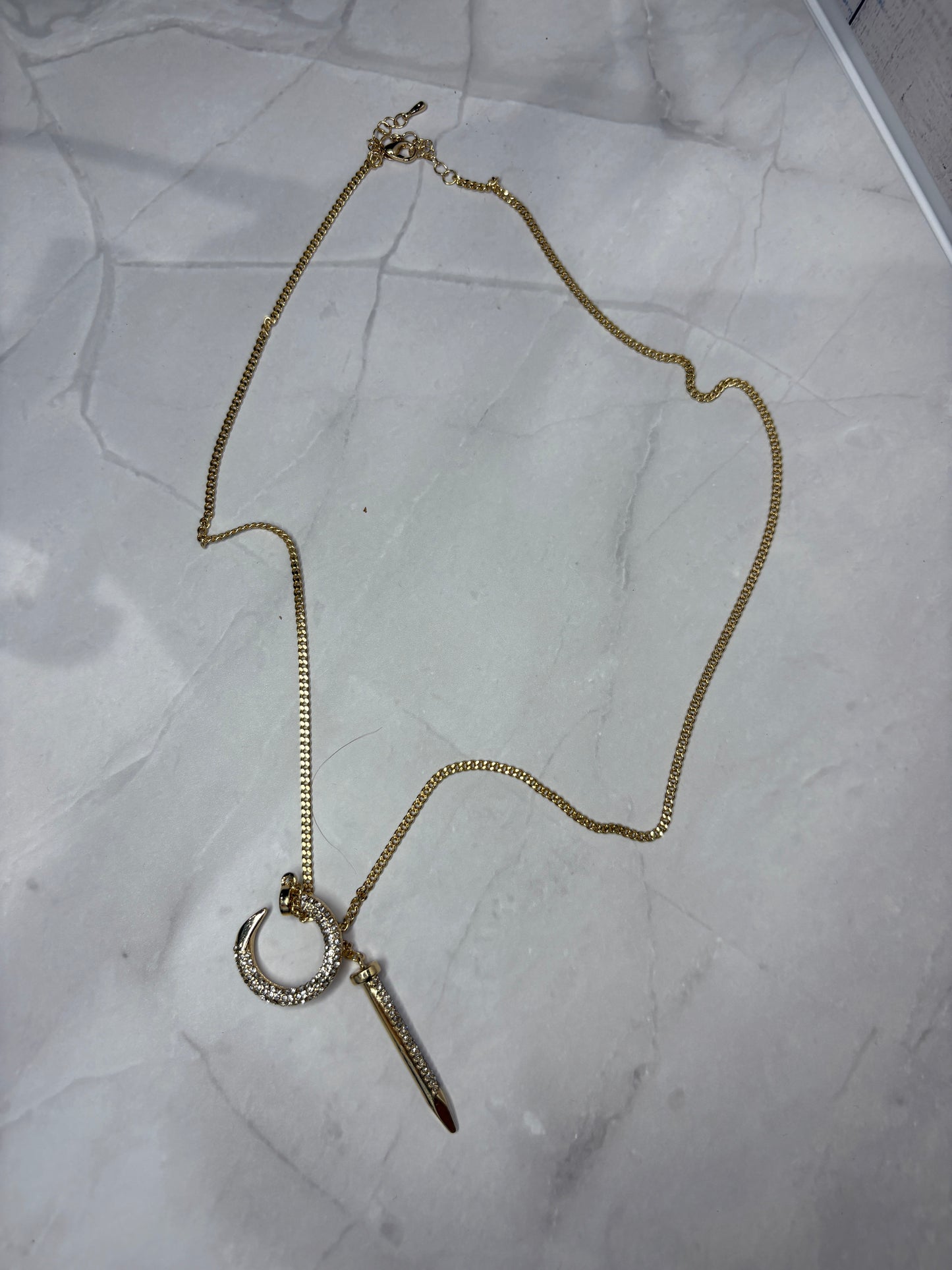 Gold Circle Bling Pendant Necklace
