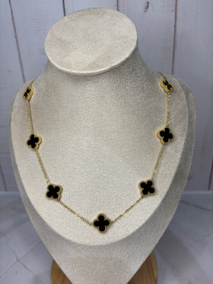 Gold Black Clover Necklace