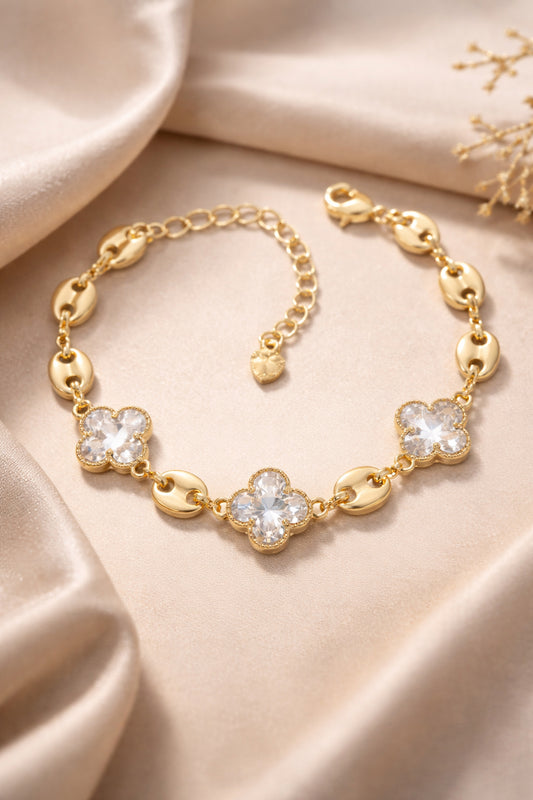 Clear Crystal Clover Bracelet
