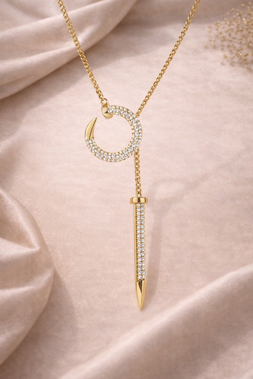 Gold Circle Bling Pendant Necklace