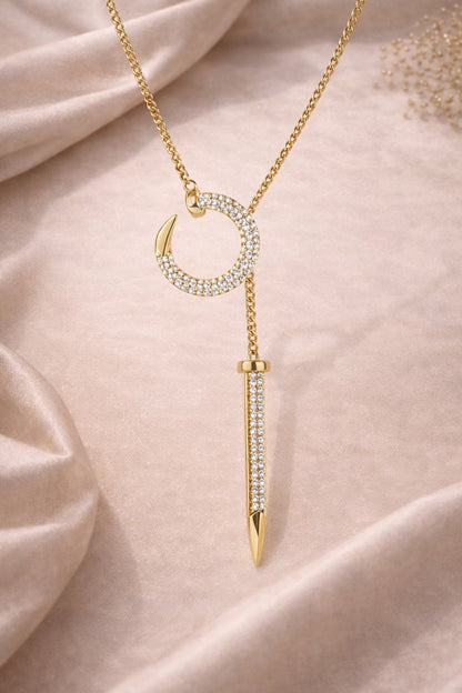 Gold Circle Bling Pendant Necklace