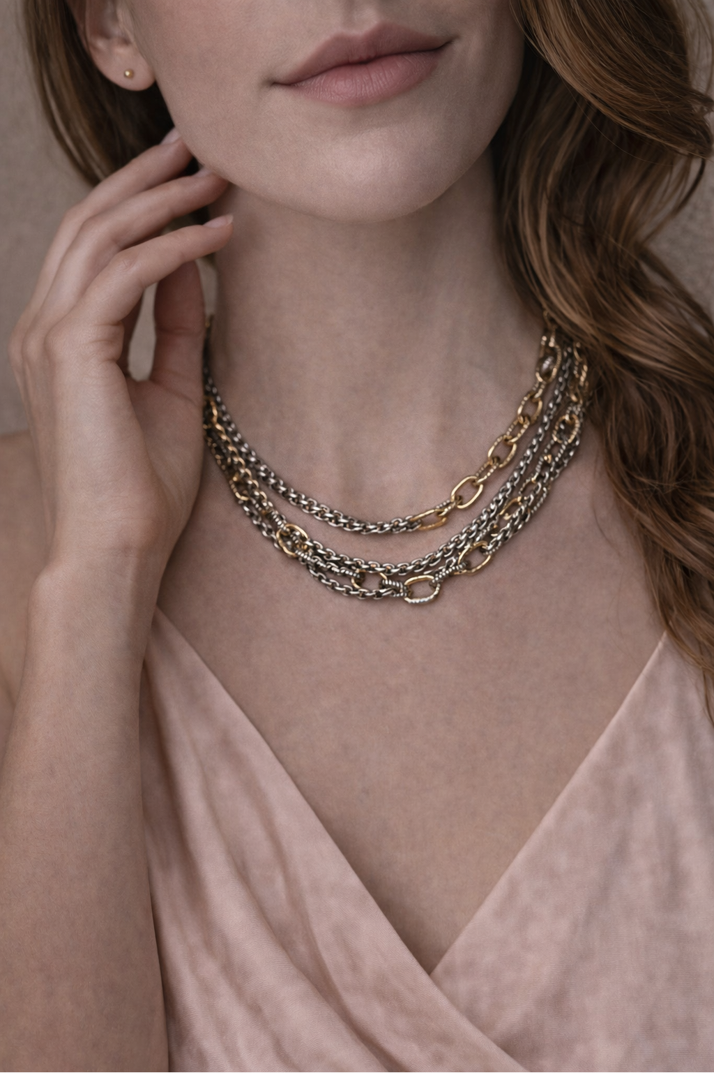 Two Tone Three Layer Necklace