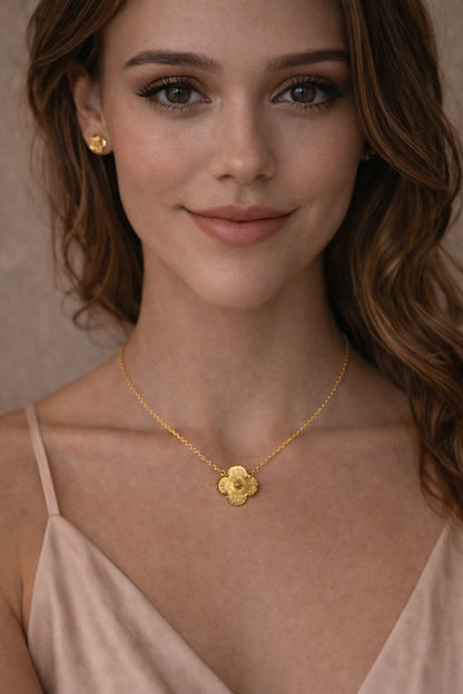 Gold Clover Charm Necklace