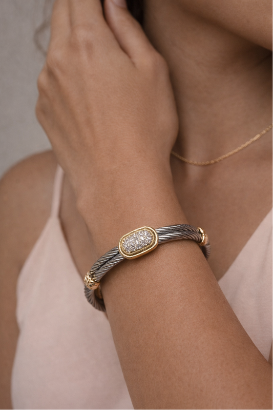 Celeste Crystal Two-Tone Bangle