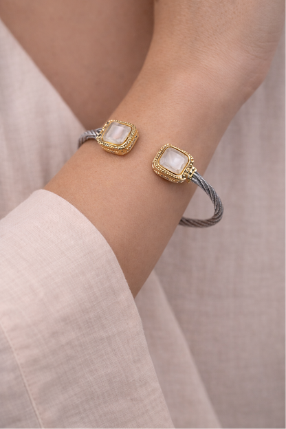 Luna Pearl Two-Tone Bangle