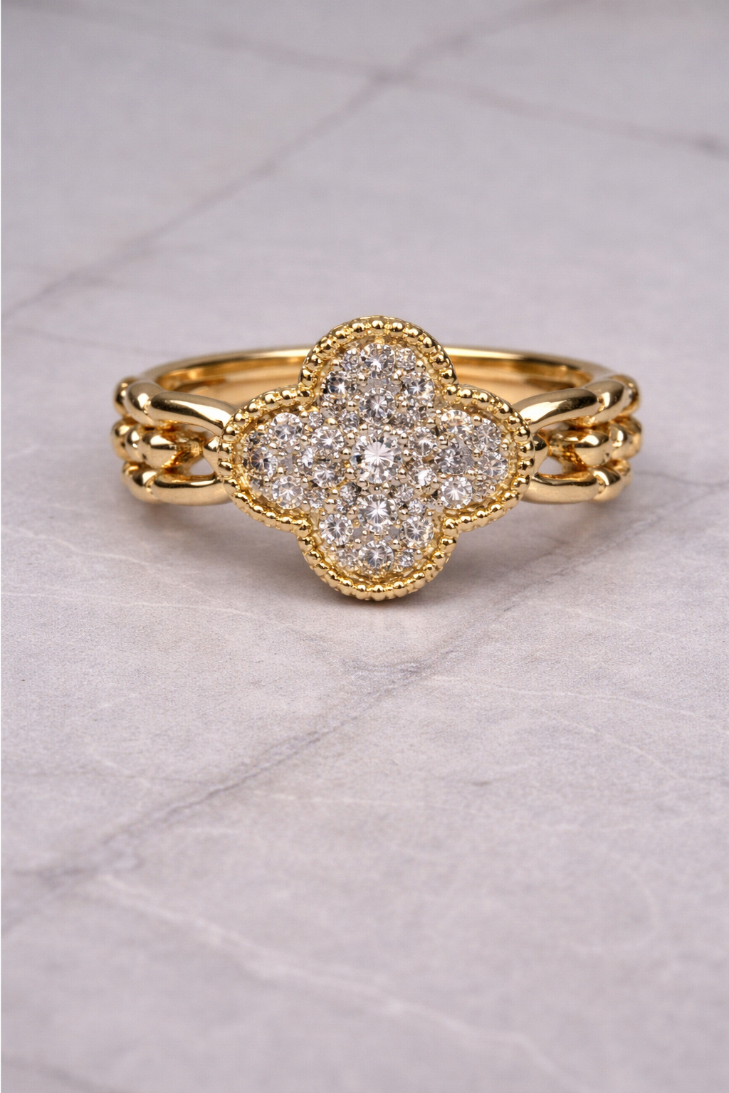 Golden Clover Sparkle Ring