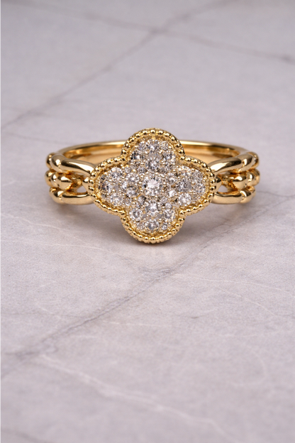 Golden Clover Sparkle Ring