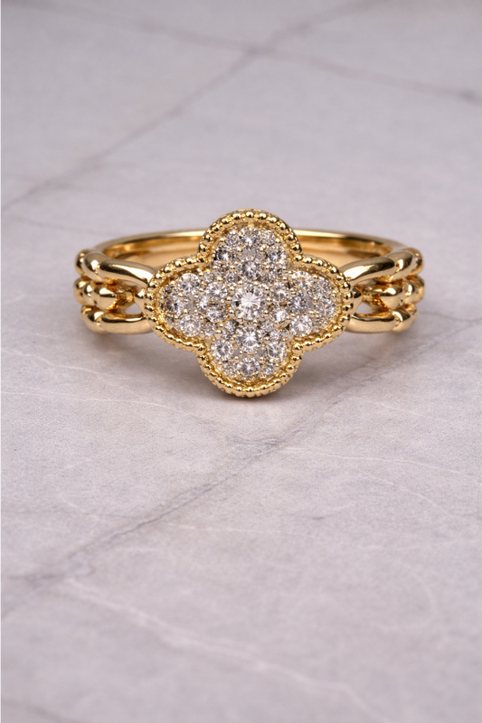 Golden Clover Sparkle Ring