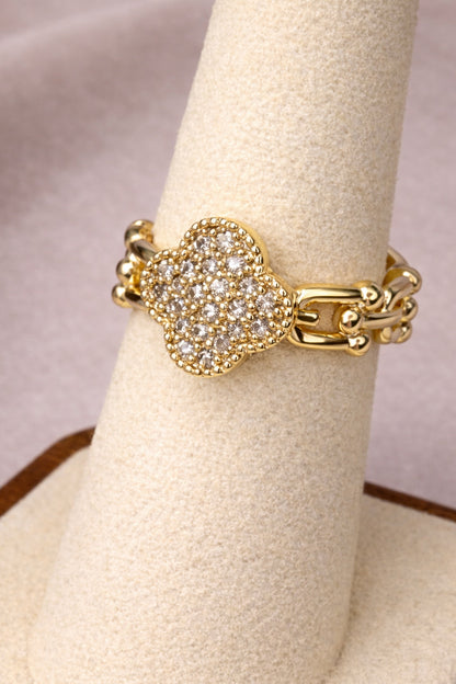 Golden Clover Sparkle Ring